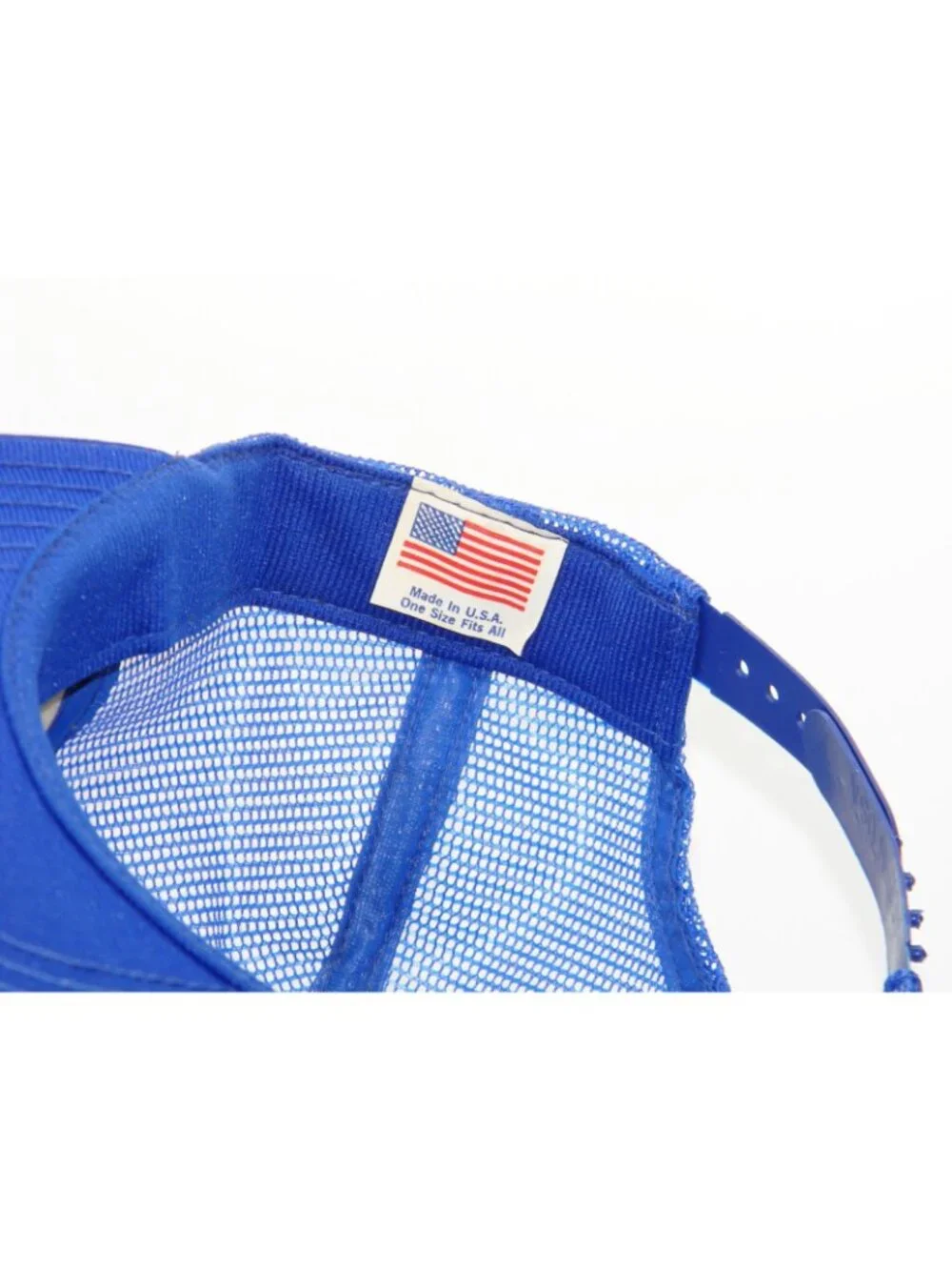 Vintage Wyoming Bison Trucker Hat Royal Blue Made in USA Mesh Snapback Cap